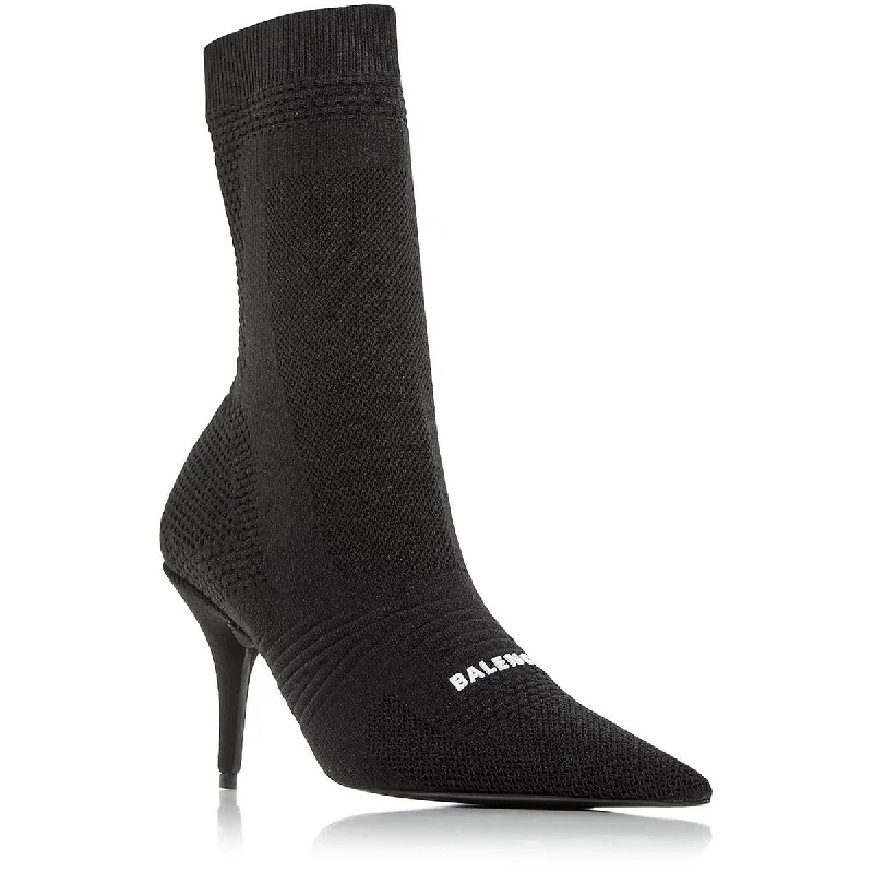 Balenciaga Womens Logo Knit Booties