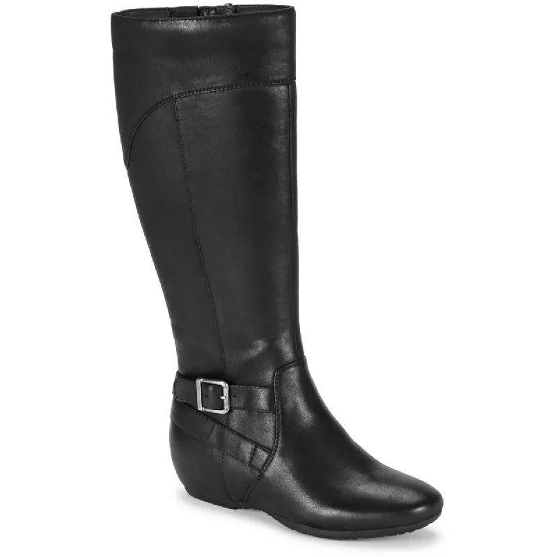 Baretraps Womens Karmina Faux Leather Wedge Knee-High Boots