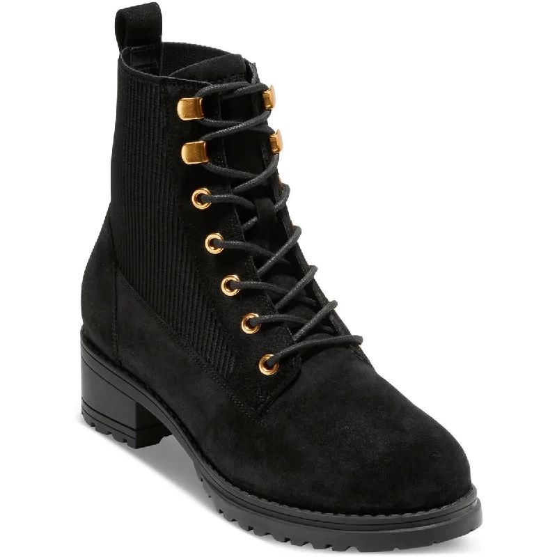 Cole Haan Womens Camea Suede Combat & Lace-Up Boots