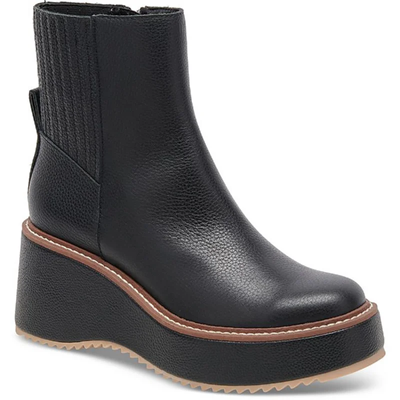 Dolce Vita Womens Hilde Leather Wedge Mid-Calf Boots