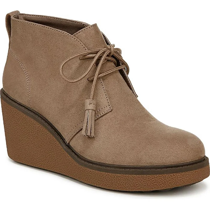 Dr. Scholl's Shoes Womens Aurora Faux Suede Ankle Wedge Boots