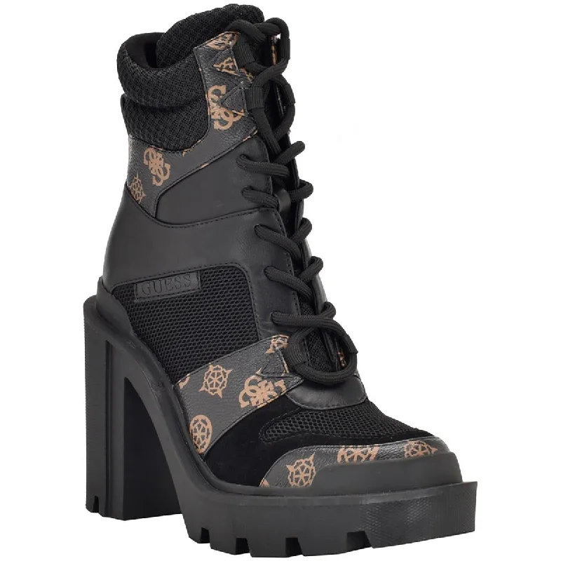 Guess Womens Tadbit  Heels Ankle Combat & Lace-up Boots