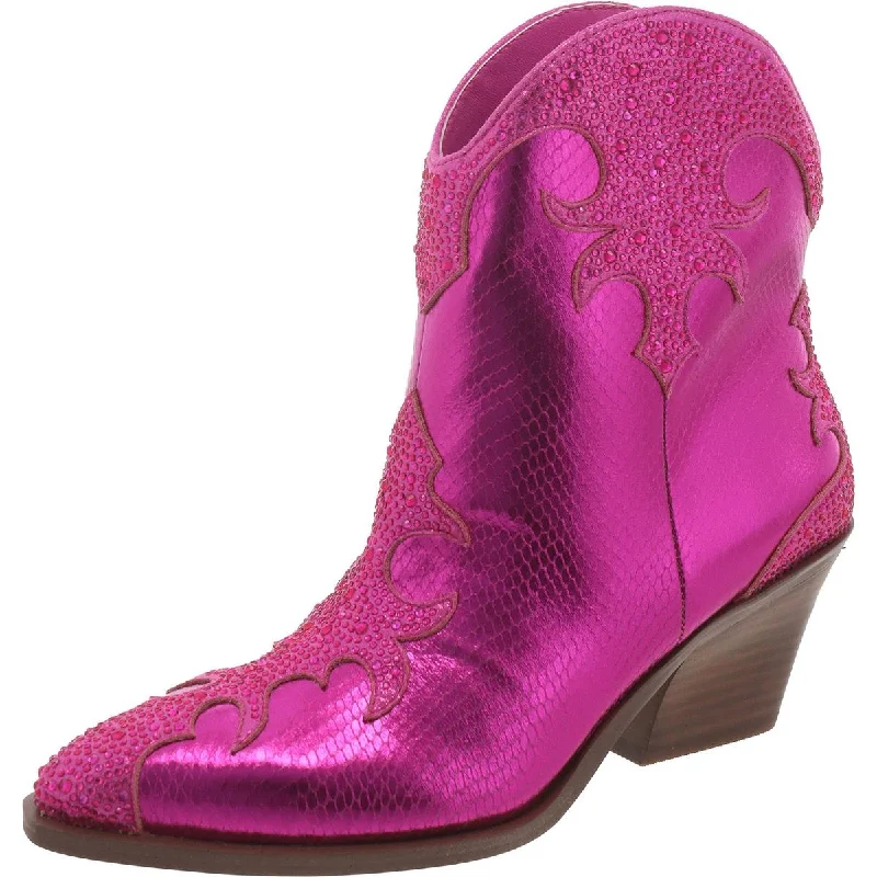 Jessica Simpson Womens Zolly Snake Print Rhinestones Booties