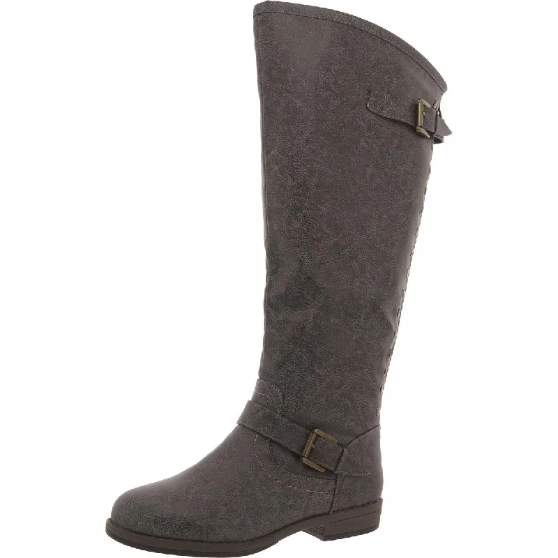 Journee Collection Womens Faux Leather Wide Calf Knee-High Boots