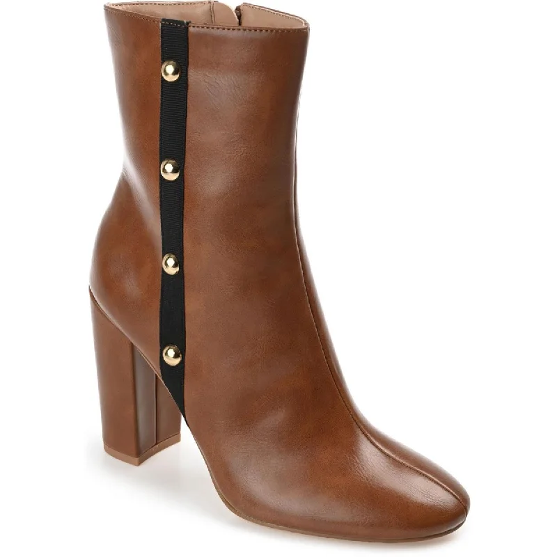 Journee Collection Womens Leather Block Heel Mid-Calf Boots