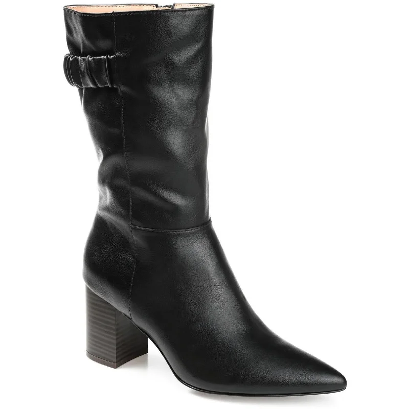 Journee Collection Womens WIlo Faux Leather Padded Insole Mid-Calf Boots