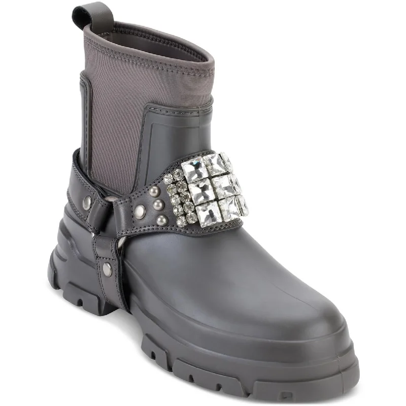 Karl Lagerfeld Paris Womens Rylie Embellished Wedge Ankle Boots