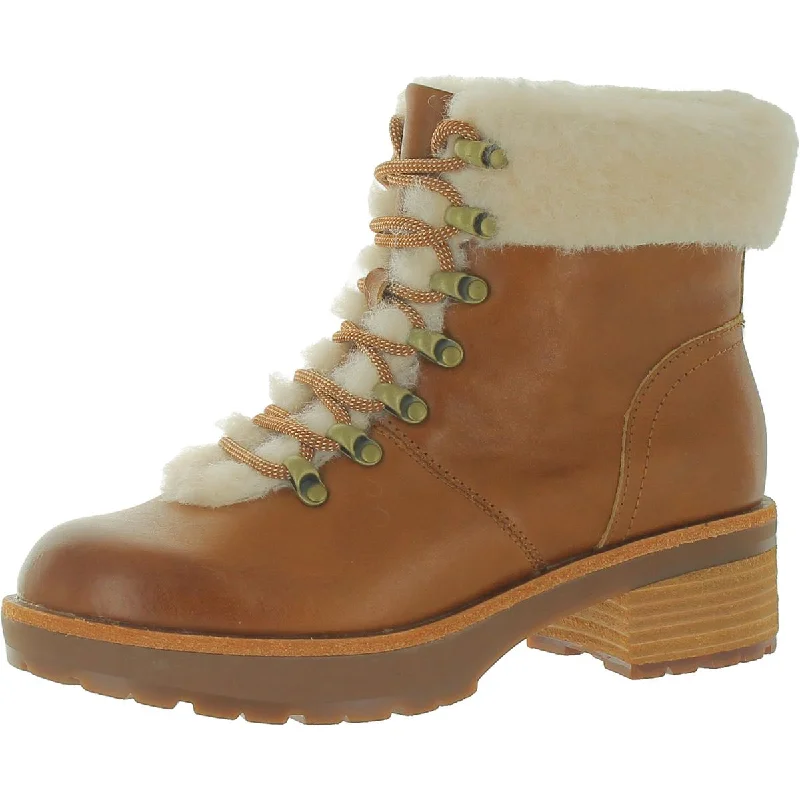 Kork-Ease Womens Winslet Leather Round Toe Combat & Lace-up Boots