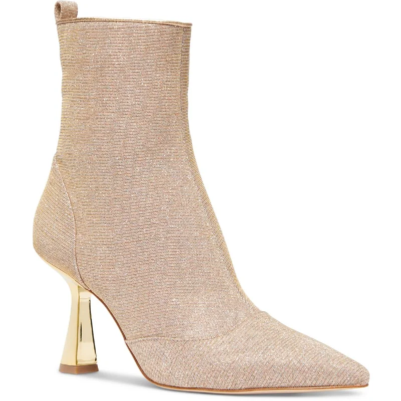 MICHAEL Michael Kors Womens Clara Mid Bootie Canvas Pointed Toe Ankle Boots