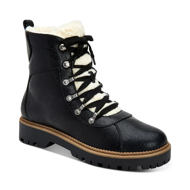 Style & Co. Womens Morggan Faux Leather Cold Weather Combat & Lace-up Boots