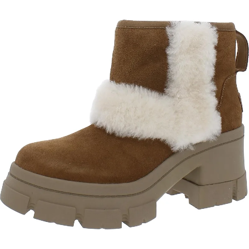 Ugg Womens Brooklyn Sunburst Suede Block Heel Ankle Boots