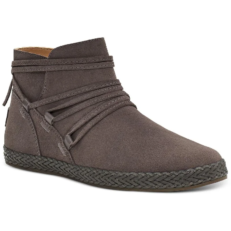 Ugg Womens Rianne Suede Braided Ankle Boots