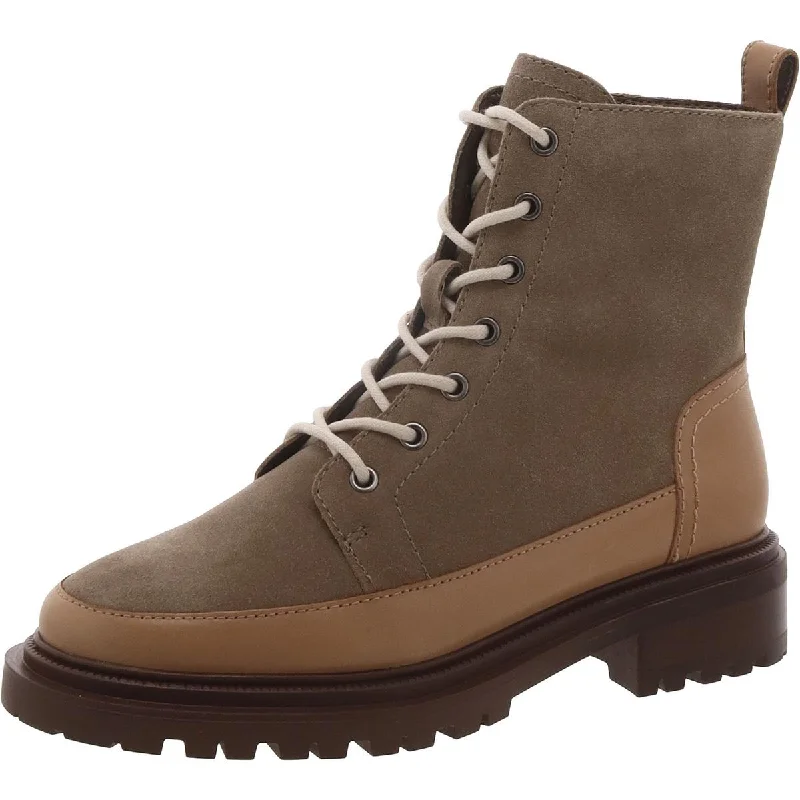 Vince Camuto Womens Leasa Suede Almond Toe Combat & Lace-Up Boots