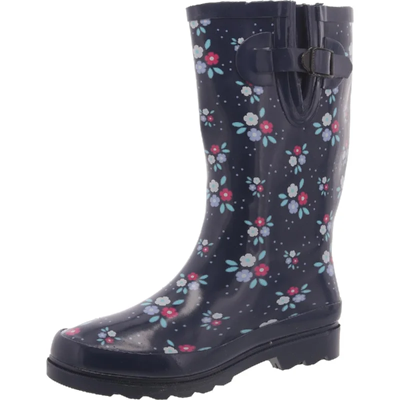 Western Chief Womens Petite Petals Rubber Mid-Calf Rain Boots