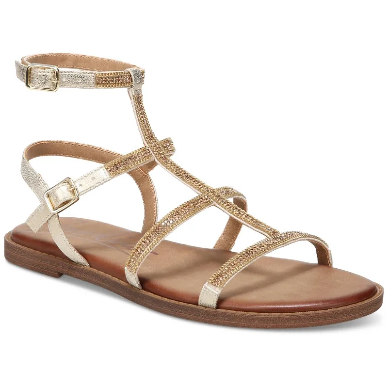 Zodiac Womens Cintia Faux Leather Rhinestone Slingback Sandals