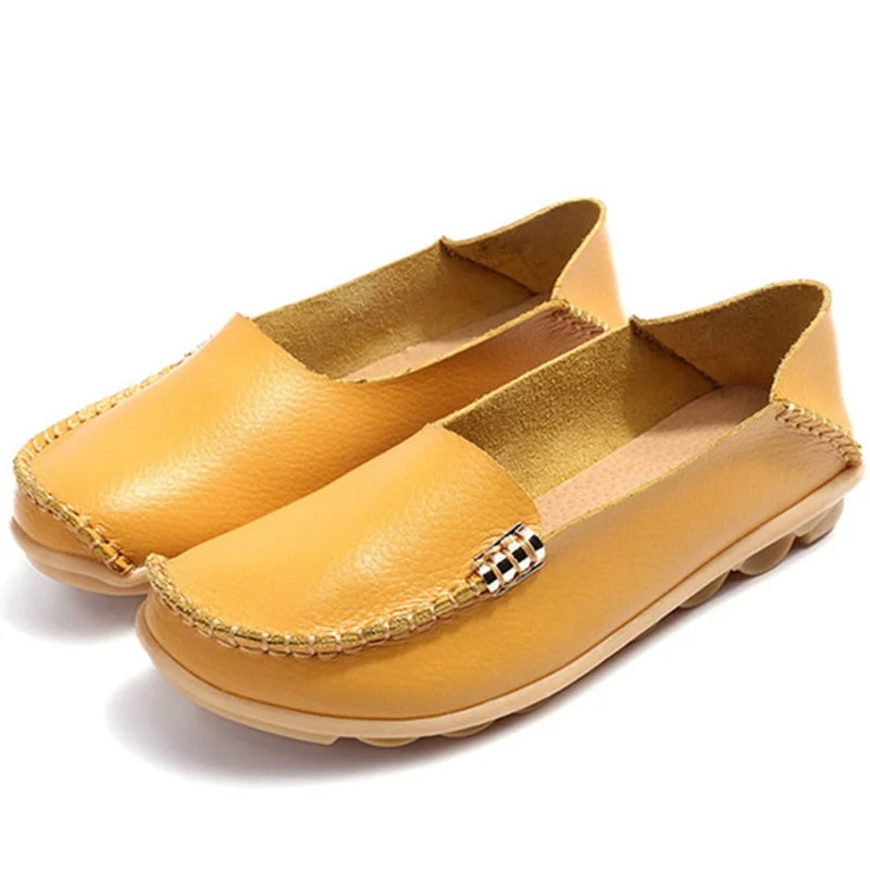 Flat Shoes Women Slip On Shoes For Women Genuine Leather Loafers Women Flats Ladies Shoes Mocassin Plus Size 44 Sapato Feminino