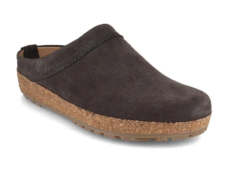 HAFLINGER Men Women Leather Clogs with Arch Support 'Bio Malm', graphite