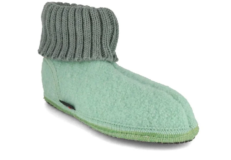 HAFLINGER Women Boiled Wool Slipper Boots 'Karl', peppermint