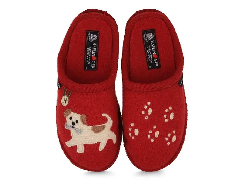 HAFLINGER Women Boiled Wool Slippers 'Flair Fido', paprika