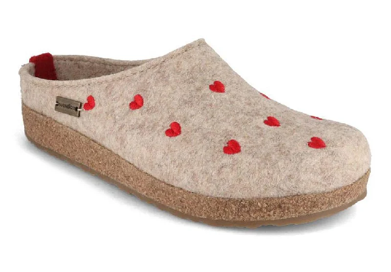 HAFLINGER Women Felt Clogs Grizzly 'Cuoricino', beige