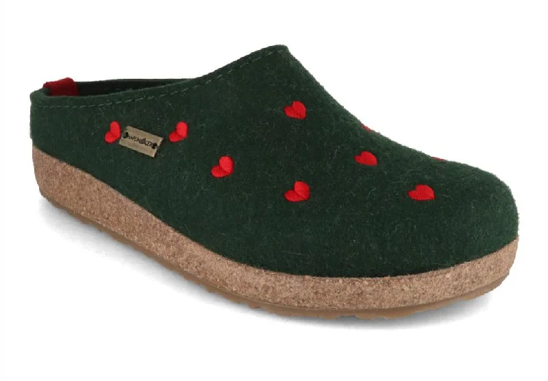 HAFLINGER Women Felt Clogs Grizzly 'Cuoricino', yew