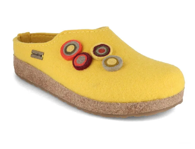 HAFLINGER Women Felt Clogs 'Grizzly Kanon', yellow