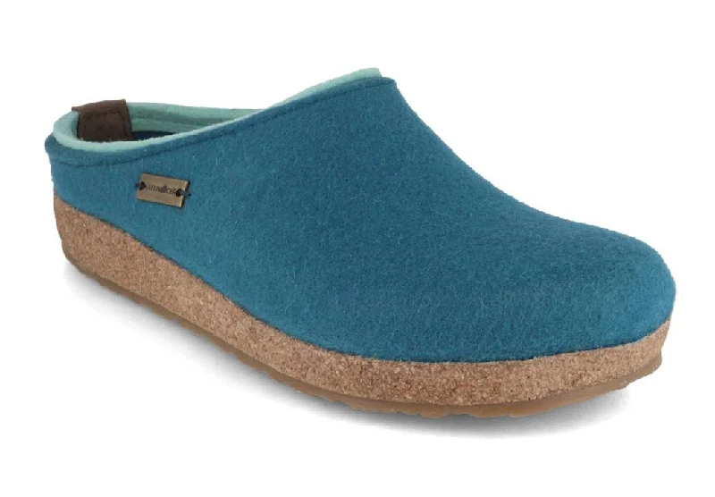 HAFLINGER Women Felt Clogs 'Grizzly Kris', turquoise