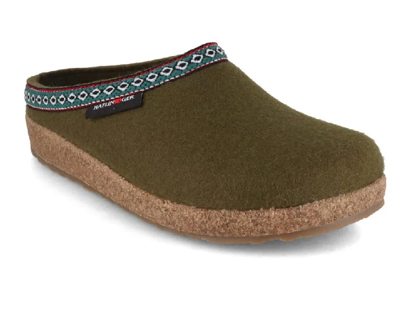 HAFLINGER Women Men GZ Felt Clogs 'Grizzly Franzl', olive