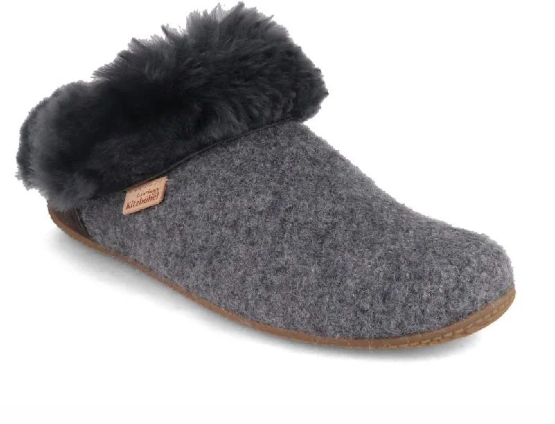 Living Kitzbühel Women Boiled Wool Lambskin Slippers 'Slip On Premium', gray