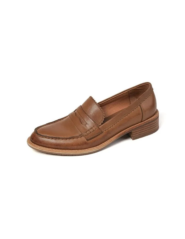 Genuine Leather Handmade Oxford Loafers for Women