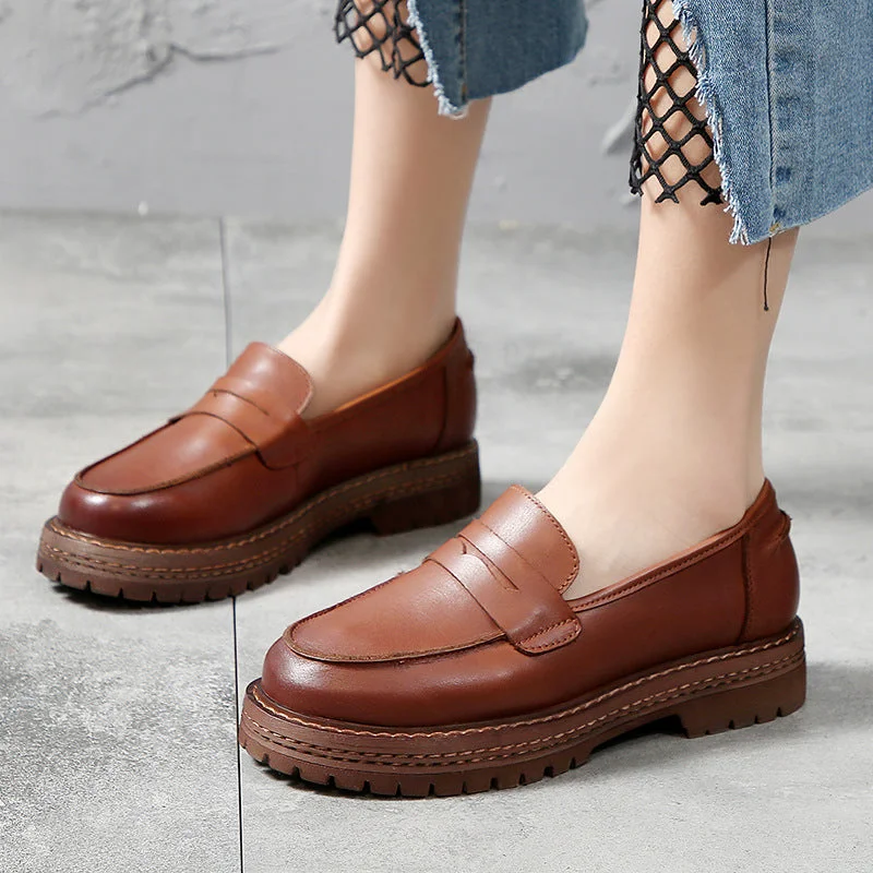 Spring Leather British Style Women's Loafers