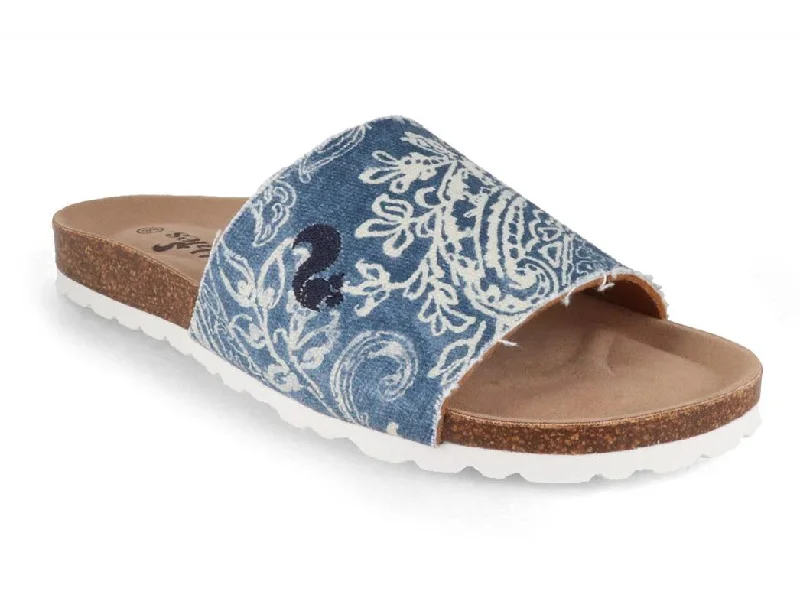 Thies Women Sandals 'Eco Pool Slide', paisley blue