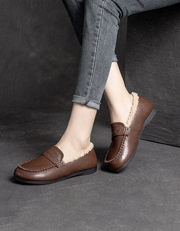 Winter Flat-bottomed Cotton Velvet Retro Loafers