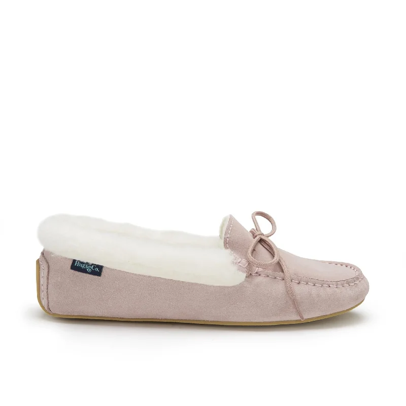 Women's slippers, sheepskin, ice pink suede