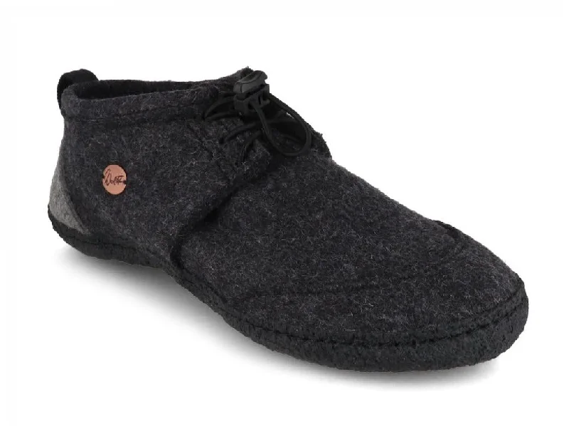 WoolFit Hand-felted Barefoot Slippers 'Nomad', dkgrey black