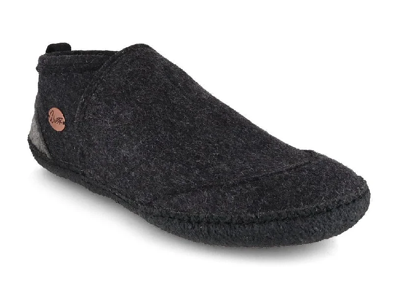 WoolFit Taiga slippers with natural rubber sole, all black